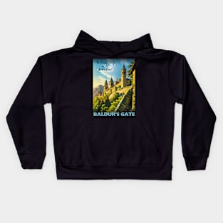 Baldur's Gate Tourism Poster - Sword Coast Faerun D&D Art Kids Hoodie